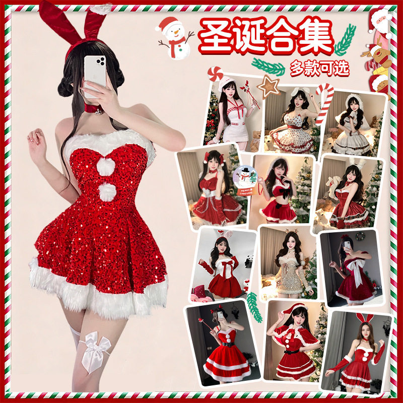 纯欲风Lolita圣诞裙套装裹胸修身连衣裙斗篷雪人装跨境批发 诞277