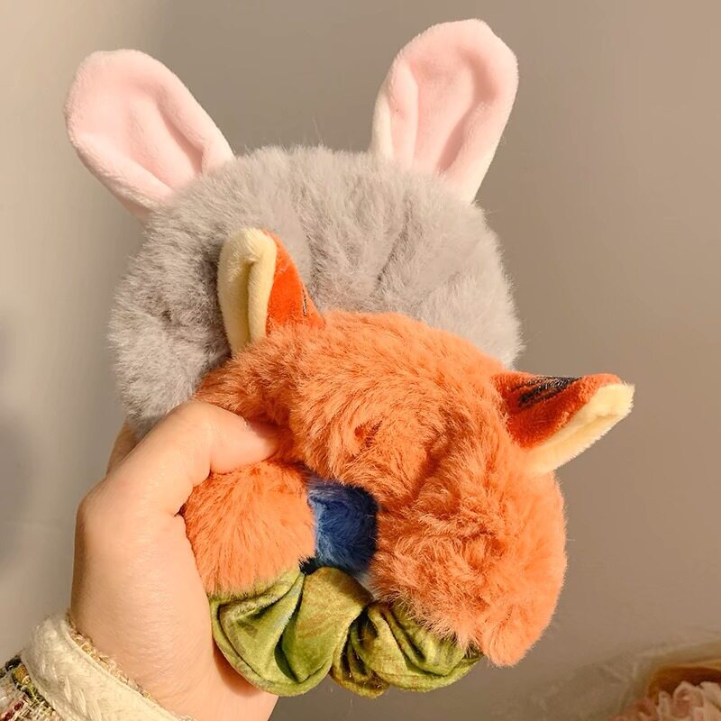 名创同款疯狂动物城朱迪尼克毛绒发圈头绳少女秋冬皮筋大肠圈发饰