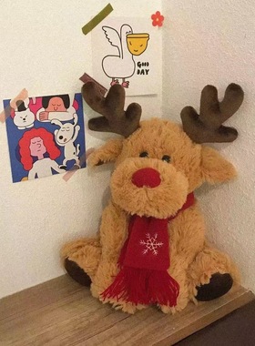 韩版ins新款网红圣诞小鹿毛绒玩具可爱卡通麋鹿布娃娃玩偶礼物女