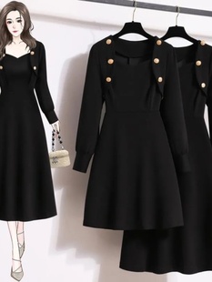 2024秋冬韩版新款大码女装长短款连衣裙胖mm收腰显瘦打底外穿长裙