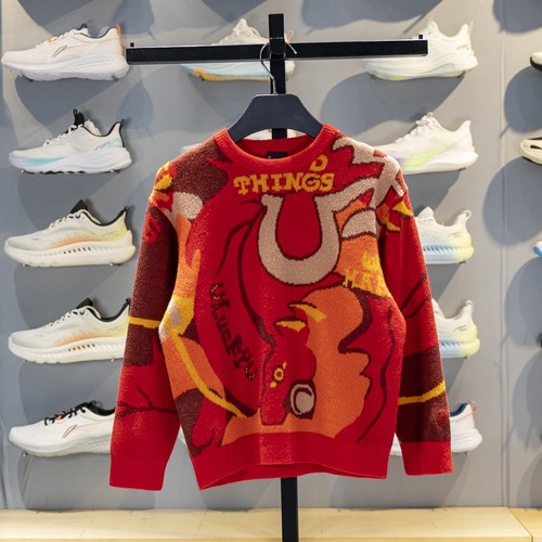 李宁套头无帽编织衫保暖