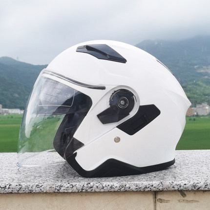 3C摩托车大头围头盔机车复古72半盔特大号码3/4安全帽70保暖双镜