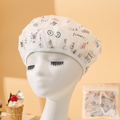 手绘浴帽防水洗澡沐浴帽子家用淋浴头套厨房防油烟女士款 加厚发套