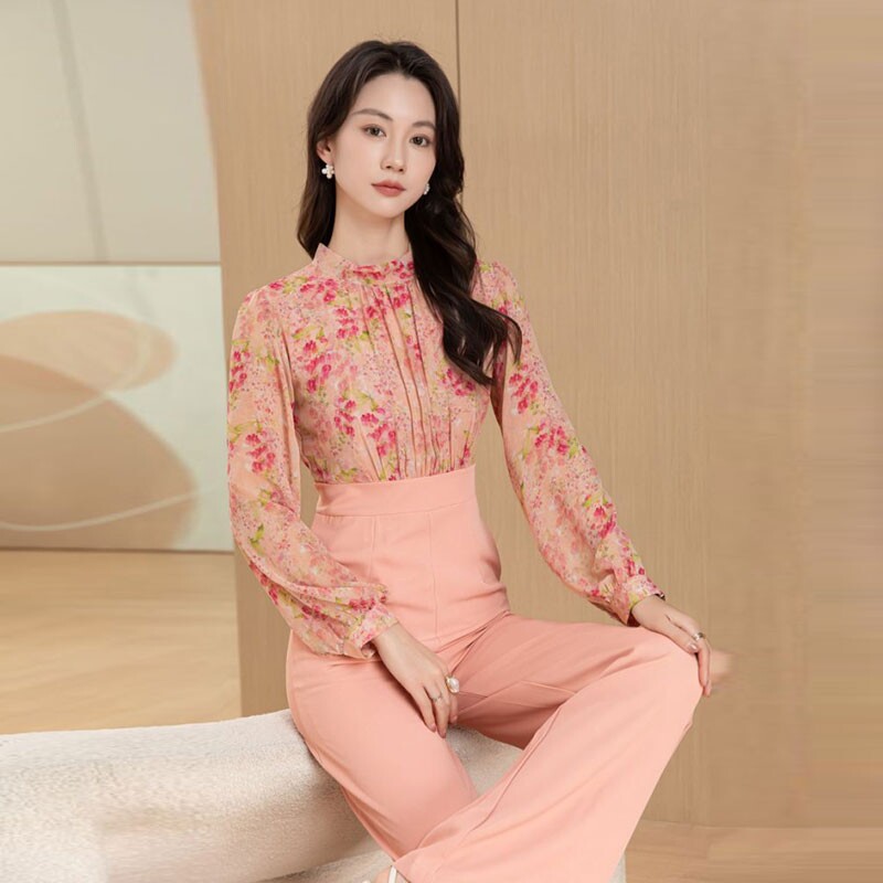 2025春夏新款乔减龄甜美修身显瘦气质长款拼接连体衣优雅连体裤