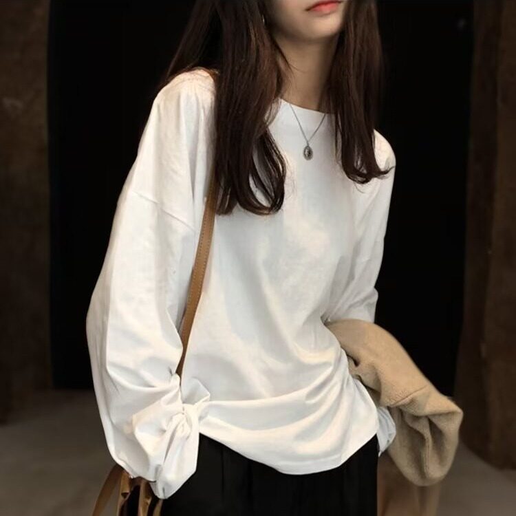 港风chic超火长袖T恤女秋冬2025新款韩版BF风学生内搭宽松上衣服