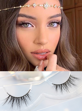 假睫毛欧美妆混血自然仙女款睫毛半截眼尾加长3d立体水貂毛kylie