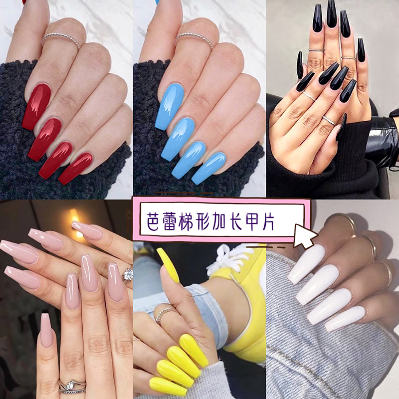 欧美辣妹风美甲成品穿戴甲贴片ins卡戴珊kyliejenner纯色磨砂亮面