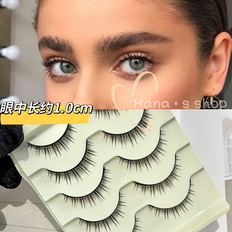3D立体多层超自然假睫毛裸妆短款素颜棉线梗逼真眼睫毛初学者磨尖