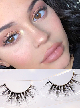 欧美 假睫毛混血3d立体水貂毛眼中加密浓密款kylie同款ins妆网红