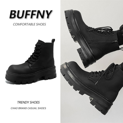 长筒马丁靴男潮流英伦风复古高帮皮鞋情侣新款机车潮流骑士单棉鞋