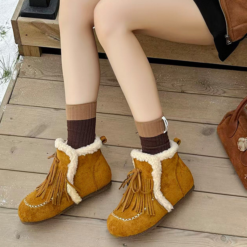 加绒羊羔毛雪地靴新款软底毛毛鞋小众设计款百搭潮流时尚女鞋棉鞋