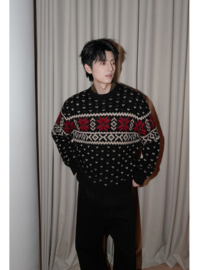 ESC MAN STUDIO/自制 秋冬羊毛针织衫提花圆领费尔岛百搭毛衣