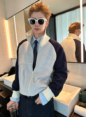 ESC MAN STUDIO/26年早春新品 宽松撞色休闲外套落肩夹克上衣