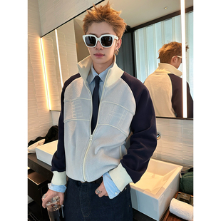 ESC MAN STUDIO/26年早春新品 宽松撞色休闲外套落肩夹克上衣