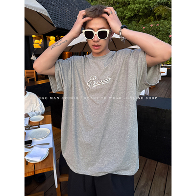 ESC MAN STUDIO/让你夏季穿搭也很有趣的廓形宽松刺绣圆领短袖T恤