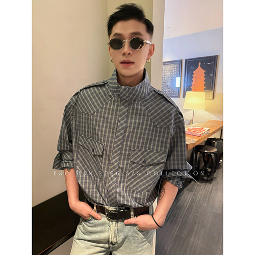 ESC MAN STUDIO/自制 拥有特别气质的格纹休闲衬衫上衣外套