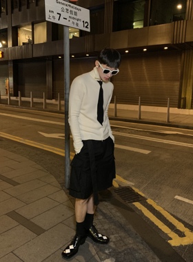 ESC MAN STUDIO/自制 慵懒风松弛感假领带翻领针织衫 修身 自留款