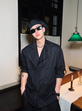 ESC MAN STUDIO/两侧大口袋高级感休闲长袖衬衫ootd气质单品上衣