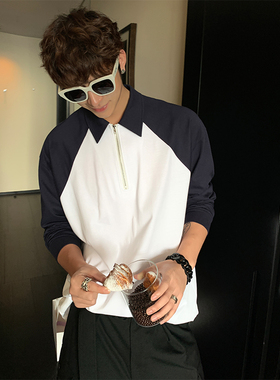 ESC MAN STUDIO/　胜在版型　简约不简单的插肩袖拉链翻领长袖T