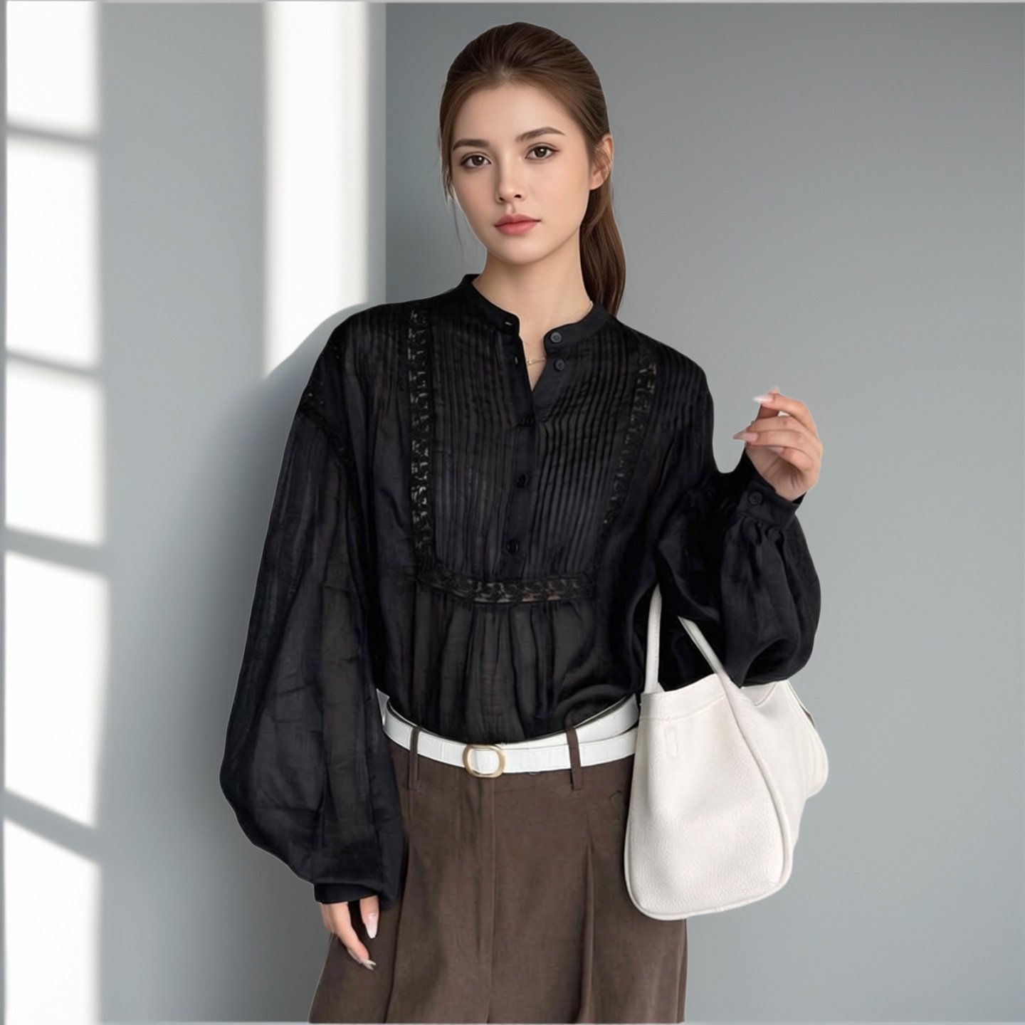 2026春夏新款原创设计十三行女装法式刺绣轻薄衬衣苎麻立领灯笼袖,女装/女士精品,衬衫,淘宝优惠券,粉丝福利购,淘宝优惠卷