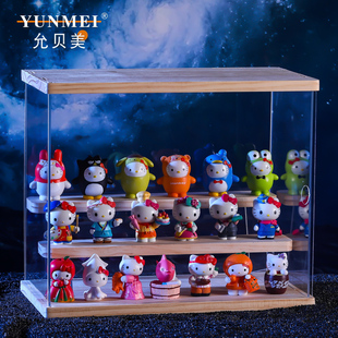 hello kitty公仔摆件透明收纳架凯蒂猫手办防尘展示盲盒生日礼物