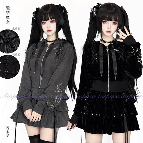 缺氧外太空缎结魔女运动服套装