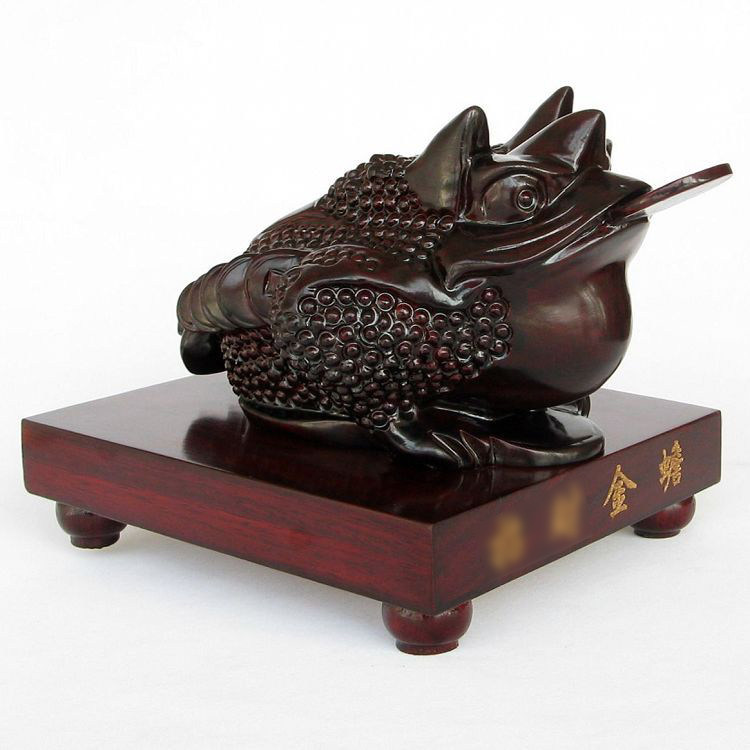 红木工艺品 木雕刻金蟾摆件 实木质蟾蜍新款家居客厅玄关摆设