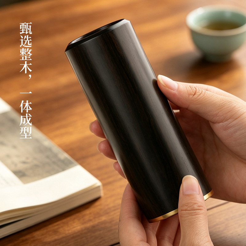紫光檀木实木笔筒高颜值桌面收纳