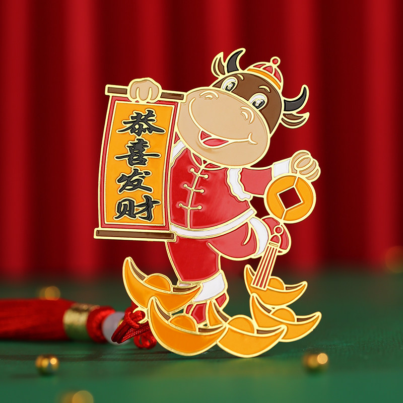 牛年文创礼品产品中国风金属书签学生用礼盒装 新年古典创意卡通可爱