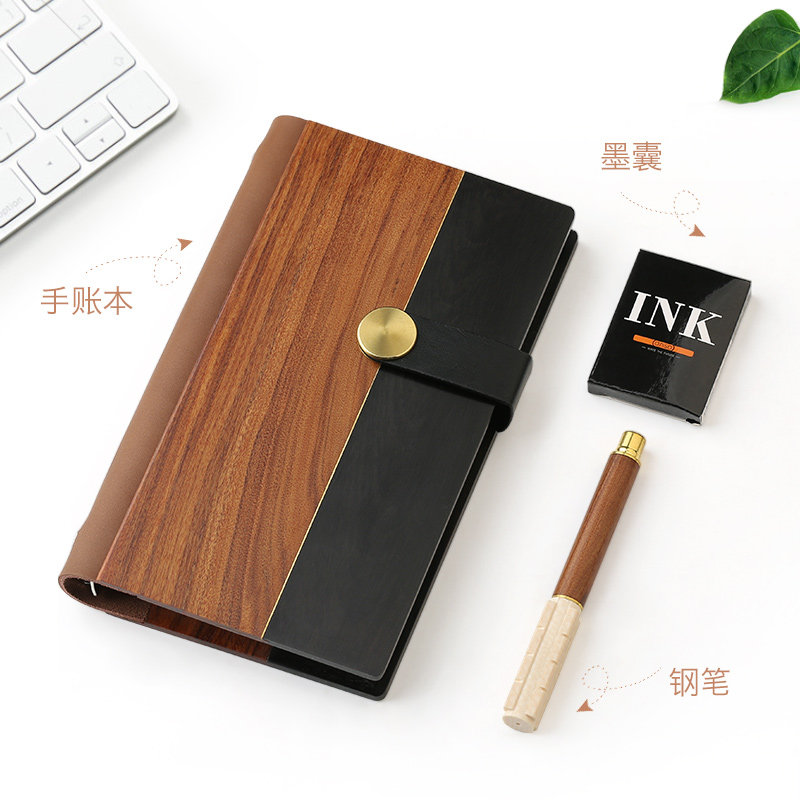 木质钢笔墨囊可替换商务高档签字笔手账本套装礼盒礼品 男士中国风个性古风送礼礼物私人订制定制logo刻字