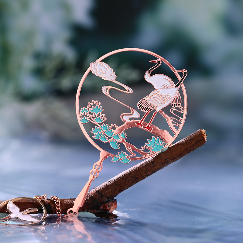 精致仙鹤新年金属书签古风礼物