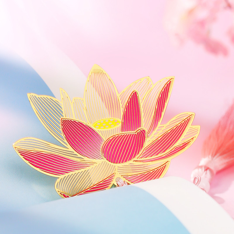镂空创意黄铜金属叶脉书签故宫淘宝文创小礼品教师节纪念品产品复古典中国风荷花学生用儿童精美古风文艺礼物