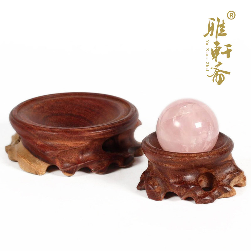 速发雅底斋红木根雕轩座球酸枝木质镂空水晶 木托 实木雕刻葫芦木