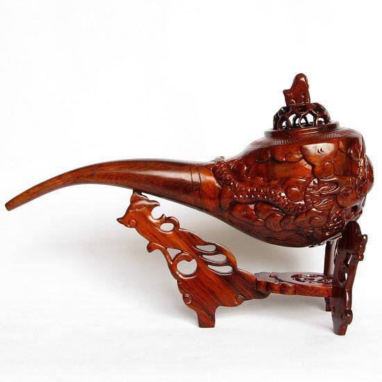 红木工艺品 实木雕刻日进斗金玄关摆件 东阳木质烟斗家居摆设