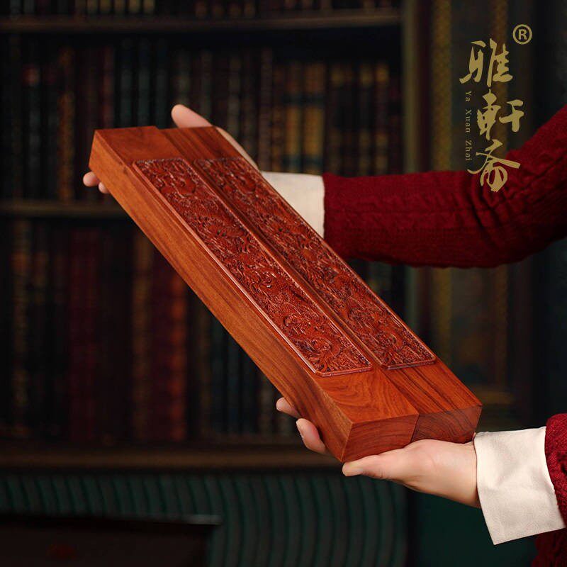 红木镇纸大号 压纸镇尺书法压纸石 红檀木雕刻镇尺木国画书法用品摆