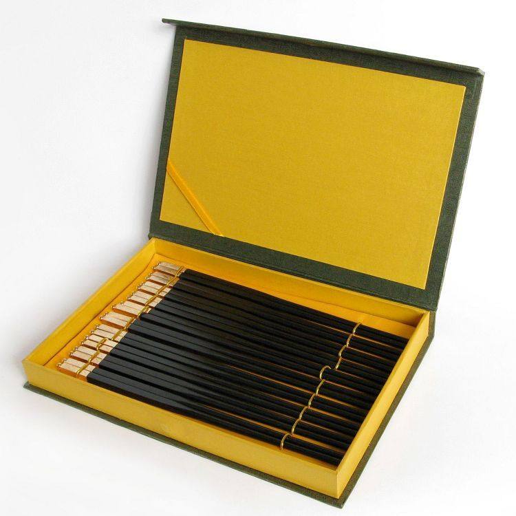 黑檀木筷子 红木高档尖头快子 实木家用10双家庭装礼盒套装可刻字