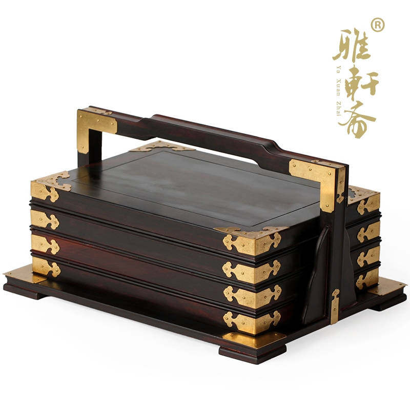 雅轩斋红木麻将 仿古雕刻木盒 万寿红木麻将 紫檀麻将牌 木质礼品