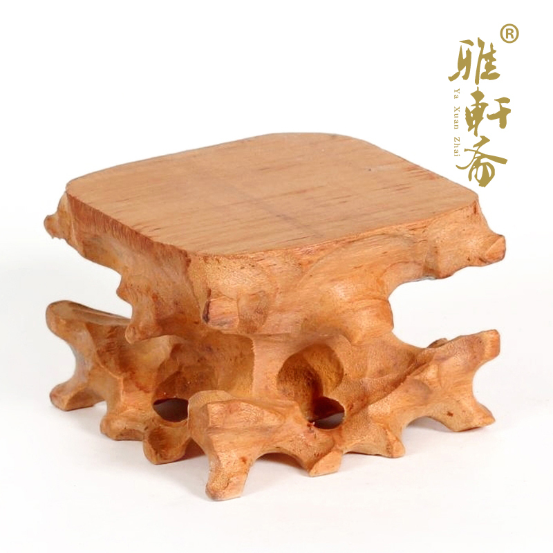 [雅轩斋]玉器红木雕奇石底座工艺品摆件 茶壶底座 杂木方单高底座