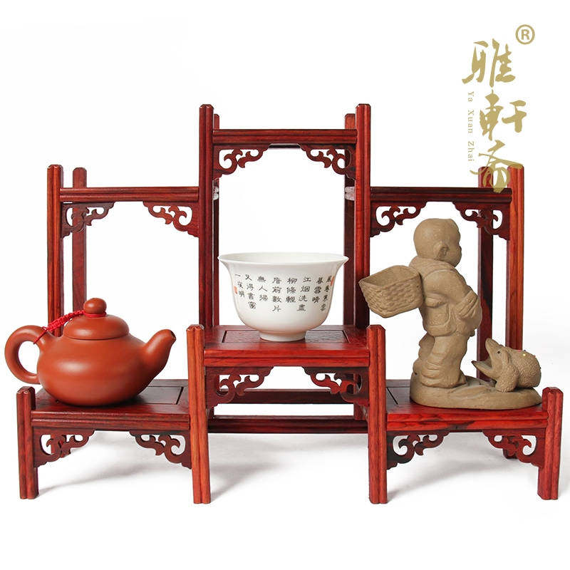 酸枝木奇石几案前后台博古架