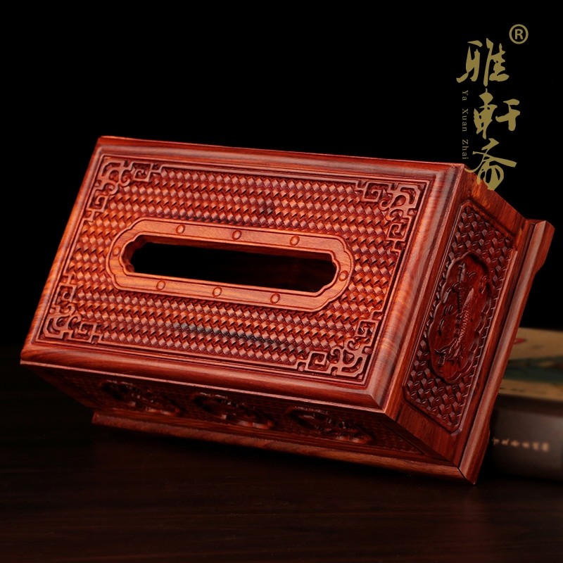 红木制桌面客厅纸巾盒家用抽纸盒  酸枝木质家居餐巾纸抽盒子创意
