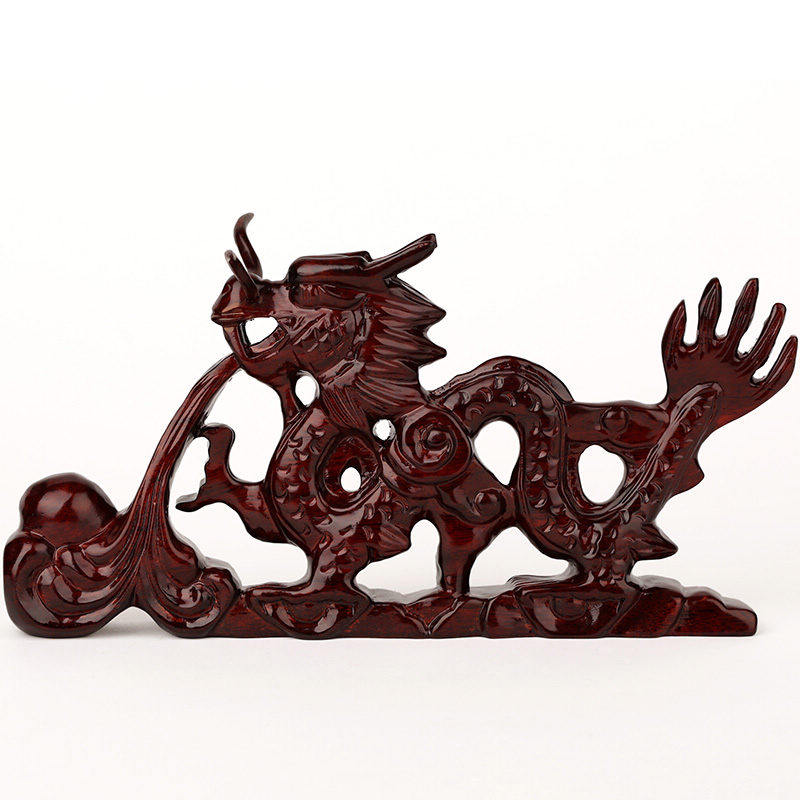 木雕龙红木工艺品木雕刻办公客厅玄关摆件 生肖龙吐珠32 开业礼物