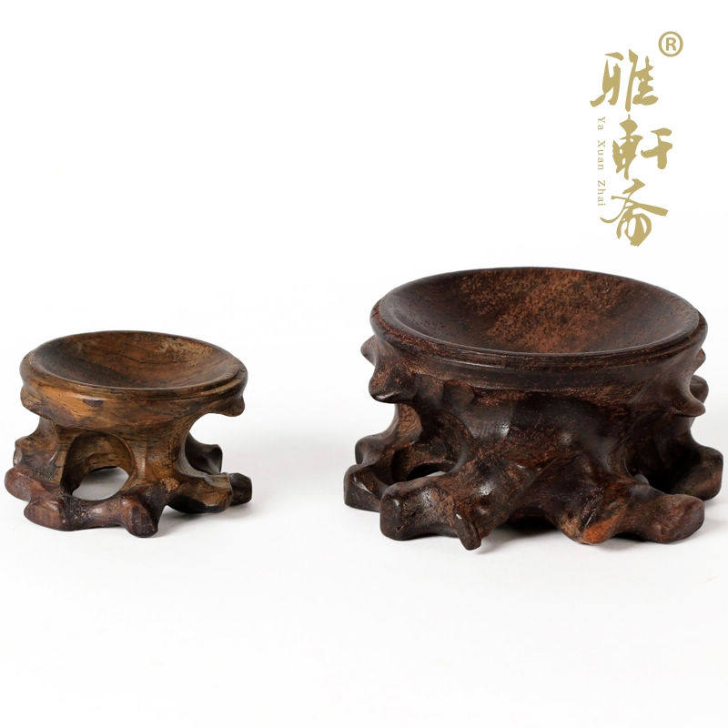 雅轩斋红木根雕黑紫檀木雕底座 蛋雕座子 葫芦核桃水晶球镂空底座