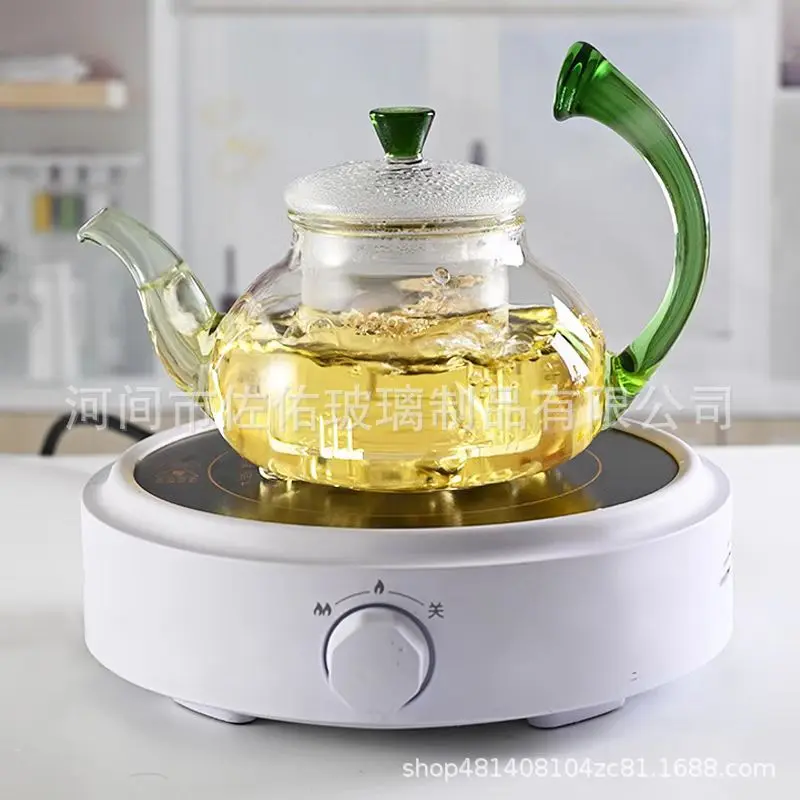 高硼硅玻璃彩把茶壶翘把壶家用大