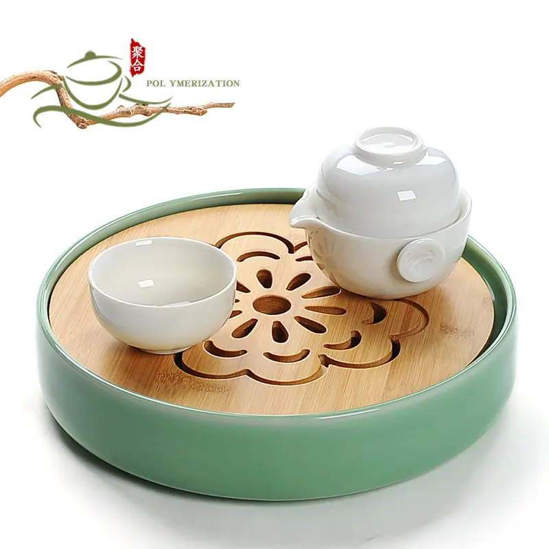 竹制陶瓷小茶盘日式茶道功夫茶具