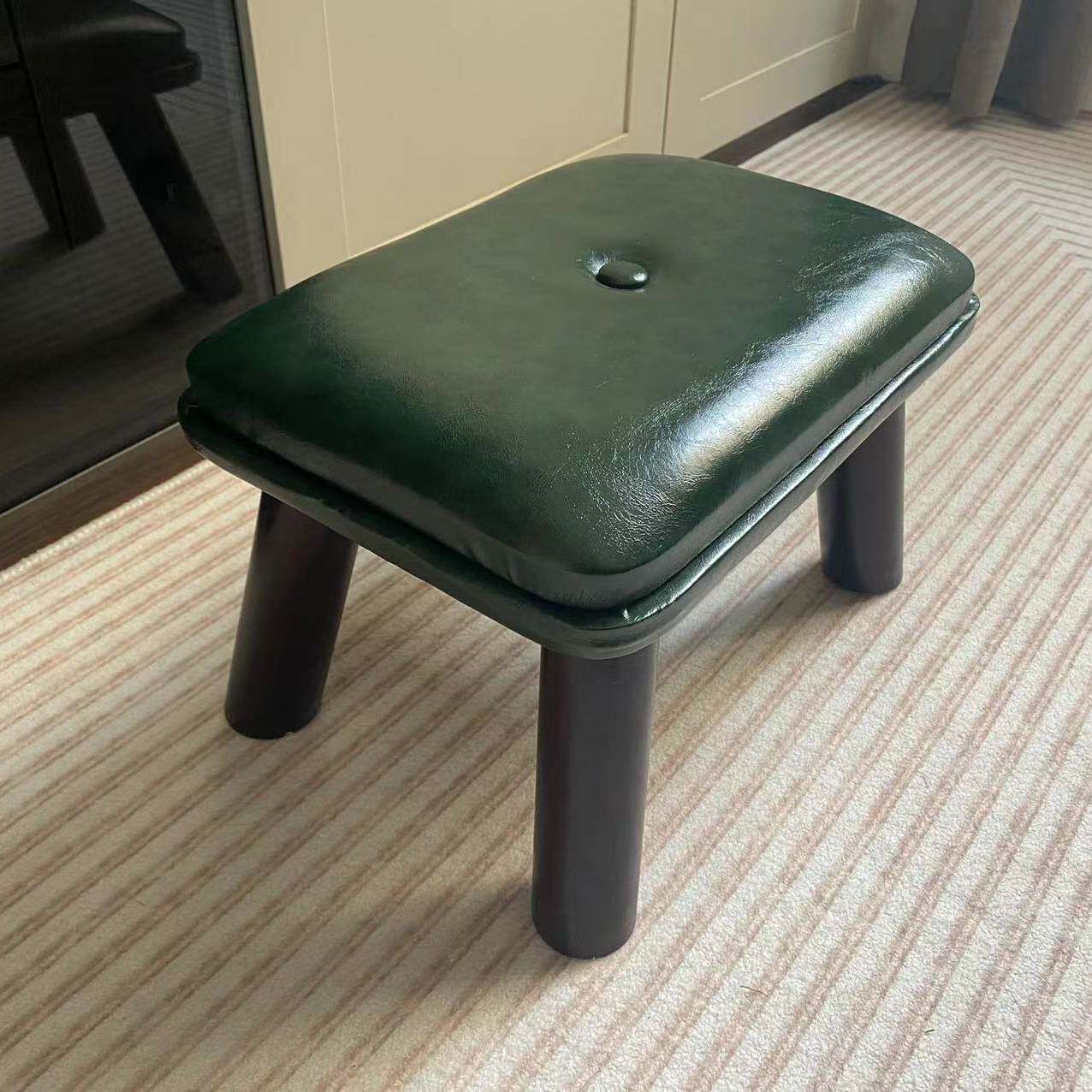 实木小凳子美式软包凳客厅家用茶几凳换鞋凳时尚矮凳板凳简约小凳