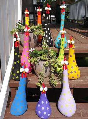 长脖子大眼鸡摆件园林装饰摆件