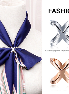 欧美多功能十字丝巾扣夹蝴蝶结X形围巾扣女小方巾扣装饰纱巾扣