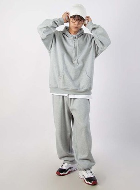 FunkyChoice西海岸灰色宽松大码卫衣卫裤hiphop运动休闲长裤男女