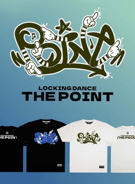 FunkyChoice X AGA联名locking上衣嘻哈POINT印花短袖T恤纯棉男女