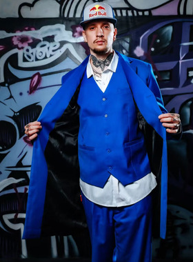 poppinC同款西海岸popping街舞定制西服套装嘻哈宽松西裤马甲外套